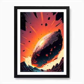 Asteroid Impact Comic Space Space Art Print