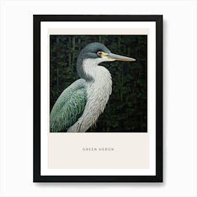 Ohara Koson Inspired Bird Painting Green Heron 2 Poster Art Print