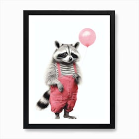 Raccoon With Pink Balloon 3 Art Print