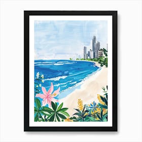 Travel Poster Happy Places Gold Coast 2 Art Print