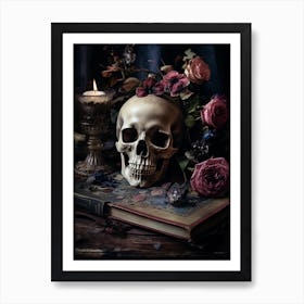 Skull in flowers 2 Art Print