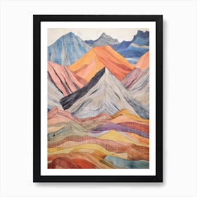 Ben Wyvis Scotland Colourful Mountain Illustration Art Print