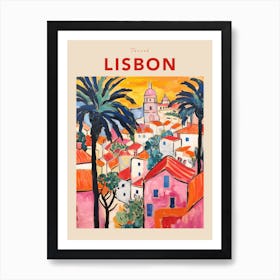 Lisbon Portugal 6 Fauvist Travel Poster Art Print