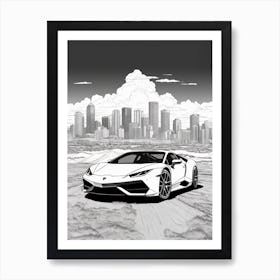 Lamborghini Huracan Line Drawing 3 Art Print