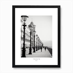 Poster Of Trieste, Italy, Black And White Analogue Photography 1 Art Print