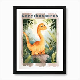 Cute Cartoon Corythosaurus Dinosaur Poster Art Print