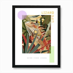 Brown Cuban Iguana Abstract Modern Illustration 3 Poster Art Print