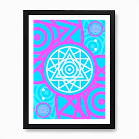 Geometric Glyph in White and Bubblegum Pink and Candy Blue n.0060 Art Print