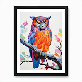 Colourful Bird Painting Eastern Screech Owl 1 Art Print