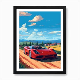 A Ferrari F50 In The Tuscany Italy Illustration 3 Art Print