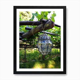 Glass Lantern Hanging From Vines Art Print