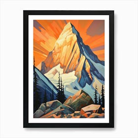 Mount Assiniboine Canada Mountain Painting Art Print