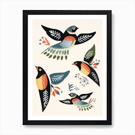 Folk Style Bird Painting Barn Swallow 1 Art Print