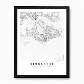 Singapore White Map Poster