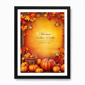 Autumn Sale Banner Vibrant Oranges Deep Reds And Warm Golds Spotlight Festive Design Leaves Gent (1) Art Print