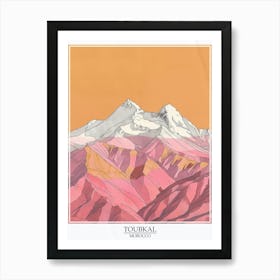 Toubkal Morocco Color Line Drawing 5 Poster Art Print