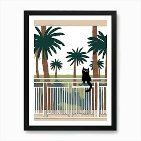 Cat On Balcony Art Print