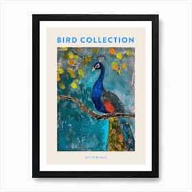 Peacock On The Tree Branches With Leaves Painting 2 Poster Art Print