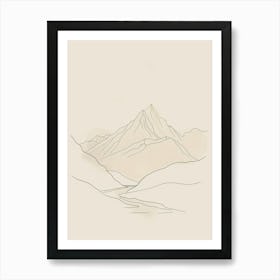 Zugspitze Germany Color Line Drawing Drawing (4) Art Print