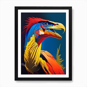Utahraptor Primary Colours Dinosaur Art Print