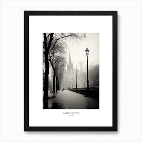 Poster Of Barcelona, Spain, Black And White Analogue Photography 4 Art Print