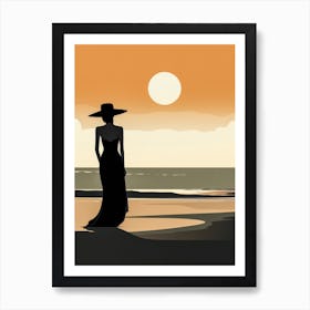 Illustration of an African American woman at the beach 106 Art Print