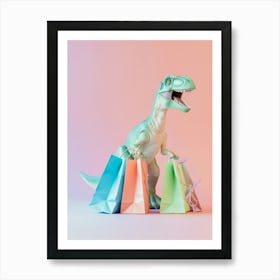 Pastel Toy Dinosaur With Shopping Bags 2 Art Print