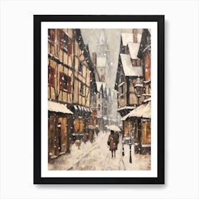 Vintage Winter Painting Colmar France 1 Art Print