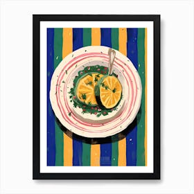 A Plate Of Pumpkins, Autumn Food Illustration Top View 64 Art Print