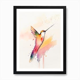 Hummingbird At Sunrise Minimalist Watercolour 3 Art Print