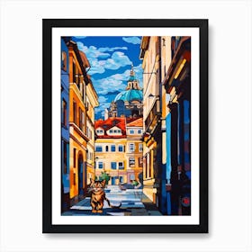 Painting Of Vienna With A Cat In The Style Of Post Modernism 1 Art Print