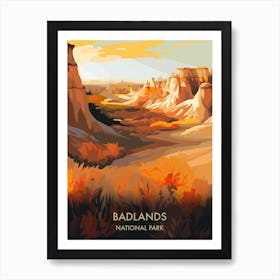 Badlands National Park Travel Poster Illustration Style 1 Art Print