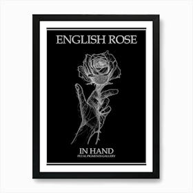 English Rose In Hand Line Drawing 1 Poster Inverted Art Print