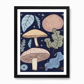 Magic Spring Mushrooms Illustration 8 Art Print