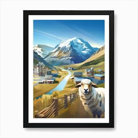 Sheep In The Mountains 1 Art Print