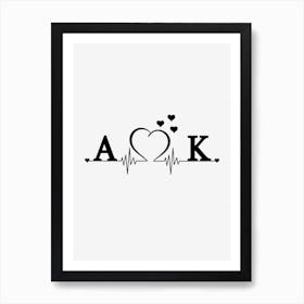 Personalized Couple Name Initial A And K Art Print