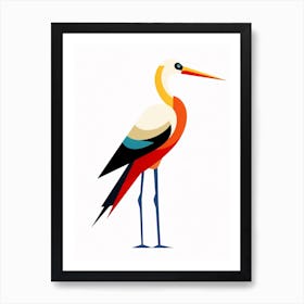 Colourful Geometric Bird Stork 2 Art Print