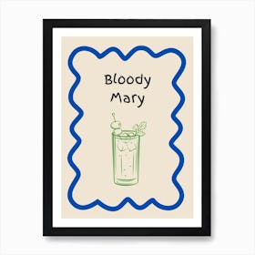 Bloody Mary Doodle Poster Blue & Green Affiche