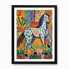 Horse In A Field Style Henri Matisse Art Print