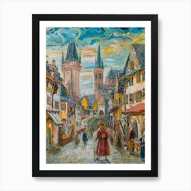 A Tapestry Of Old Town Europe During The Renaissance Art Print