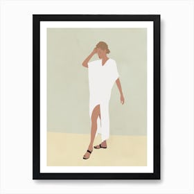 Woman In White Dress 1 Art Print