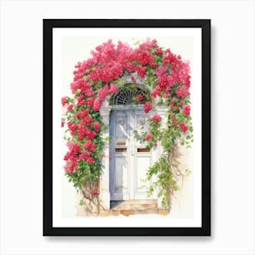 Rhodes, Greece   Mediterranean Doors Watercolour Painting 1 Art Print