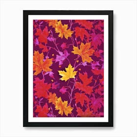 Abstract Autumnal Wallpaper Featuring A Vivid Top View Of An Oak And A Maple Tree Their Branches Ab (1) Art Print