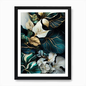 Gold And Green Leaves Art Print