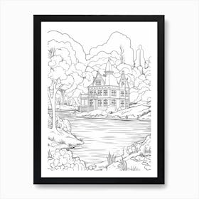 Line Art Inspired By A Sunday Afternoon On The Island Of La Grande Jatte 1 Art Print