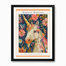 Unicorn Fauvism Inspired Floral Portrait 1 Poster Art Print