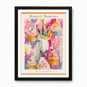 Unicorn Rainbow Cupcake Painting Poster Art Print