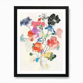 Geranium 1 Collage Flower Bouquet Art Print