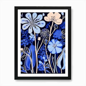 Blue Flower Illustration Agapanthus 1 Art Print