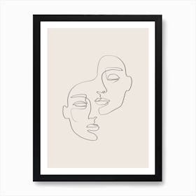 People Faces (line drawing) 1 Art Print